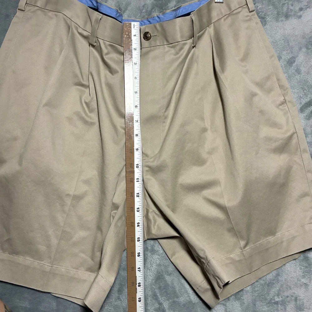 Brooks Brothers Pleated Advantage Chino Stretch Shorts Mens W40 Tan Khaki